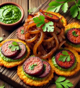 Morcilla and Green Plantain Tostones